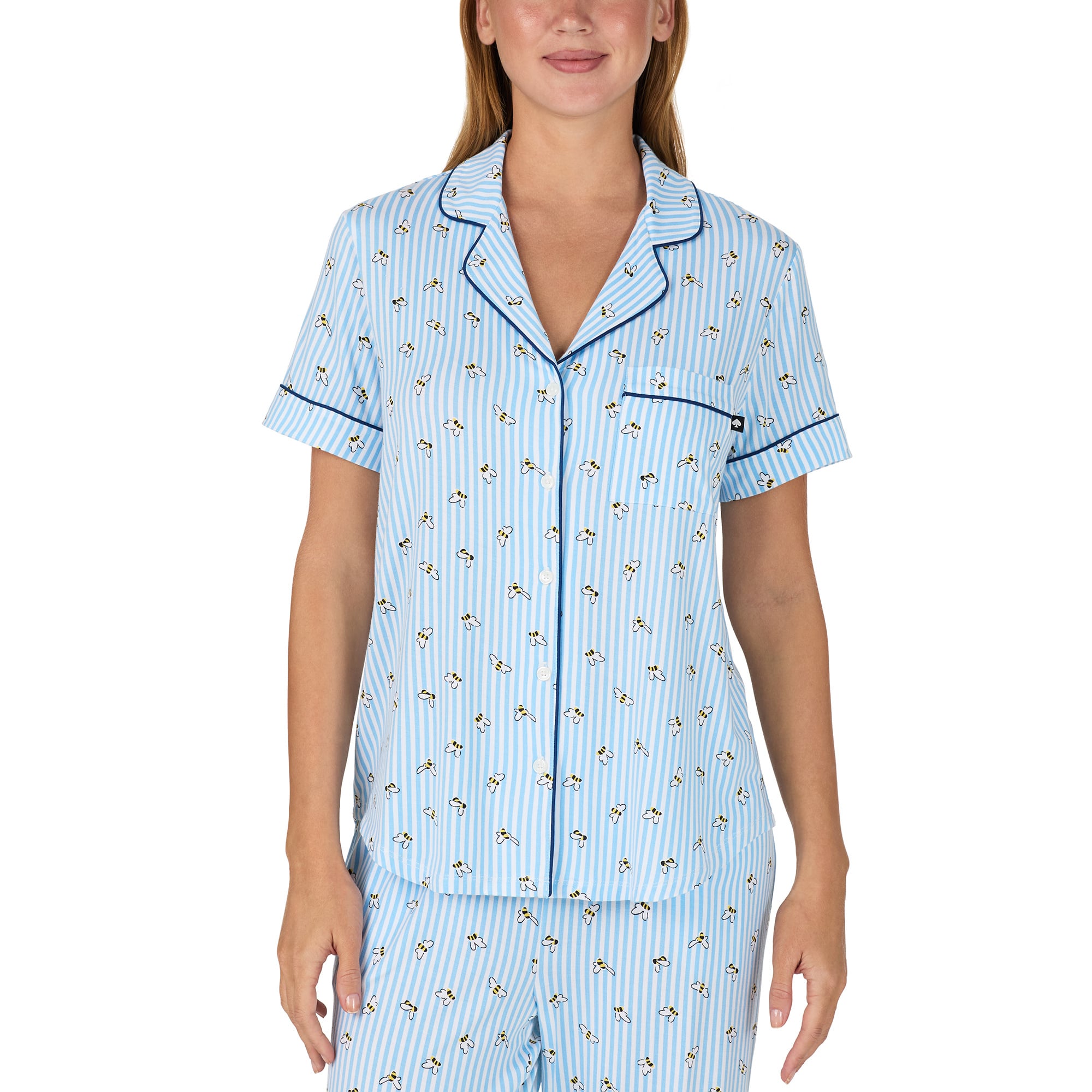 Kate Spade Plus Size Buzzing Bee Short Sleeve Cropped Pajama Set