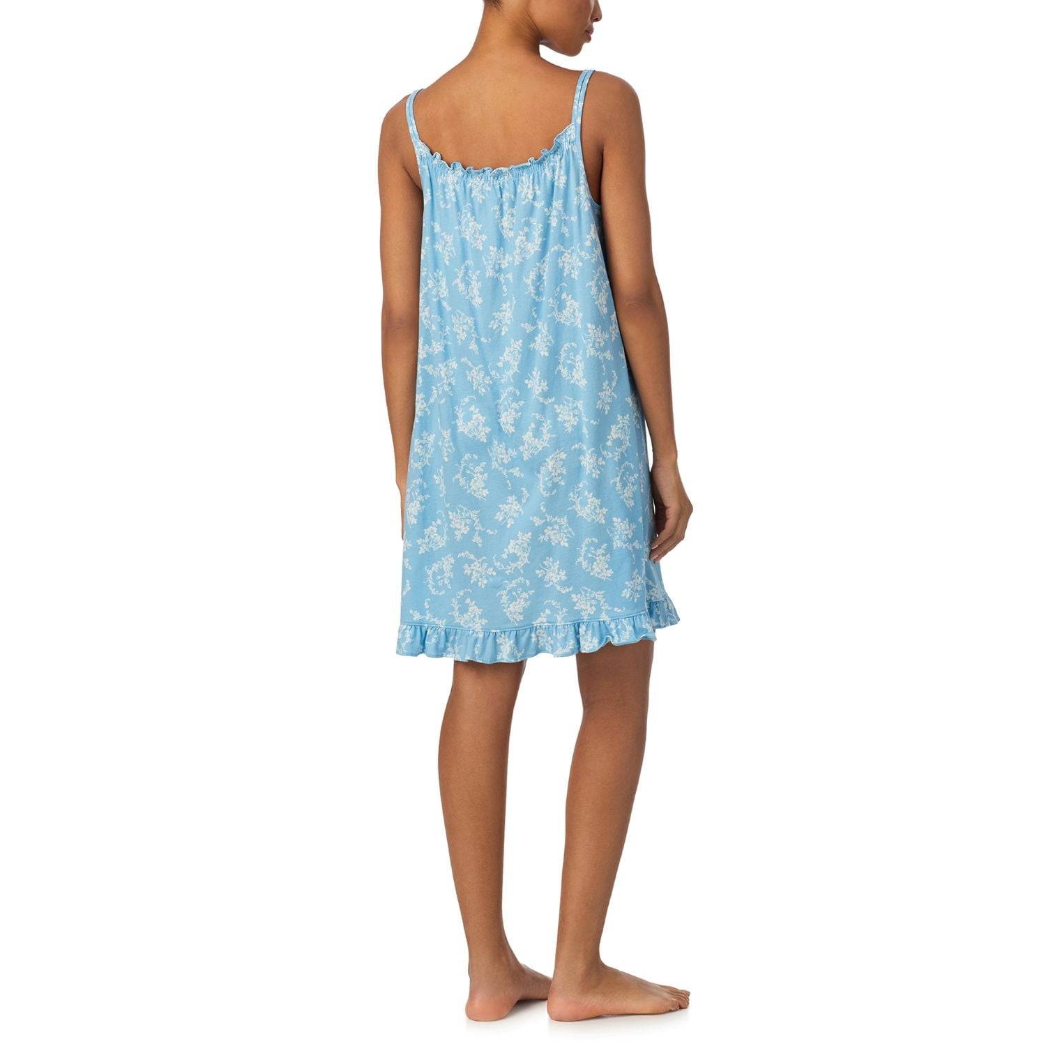 Ralph Lauren Classic Knit Double Strap Smocked Gown