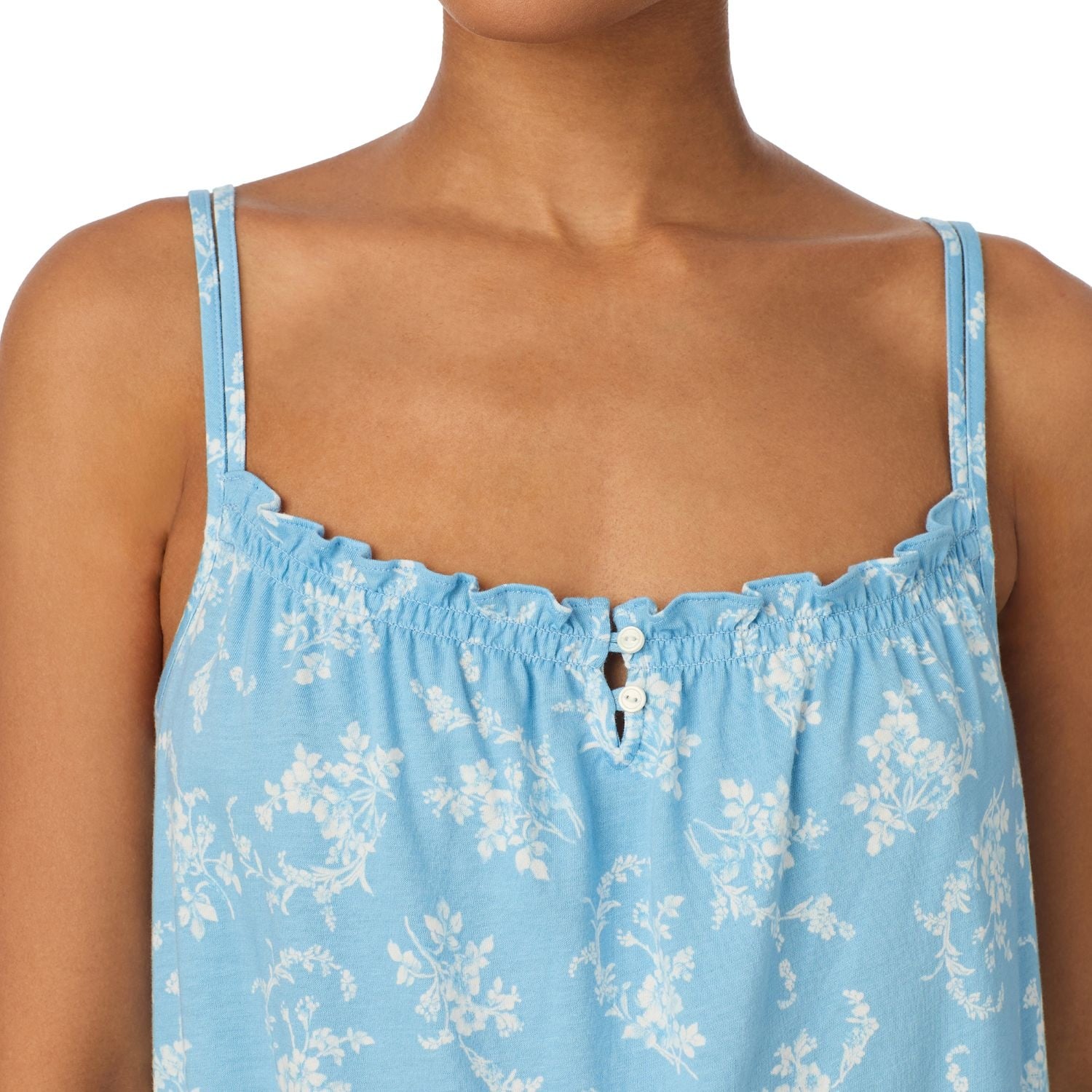 Ralph Lauren Classic Knit Double Strap Smocked Gown