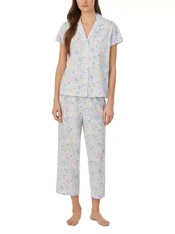 Ralph Lauren Classic Knit Notch Collar Cropped PJ Set