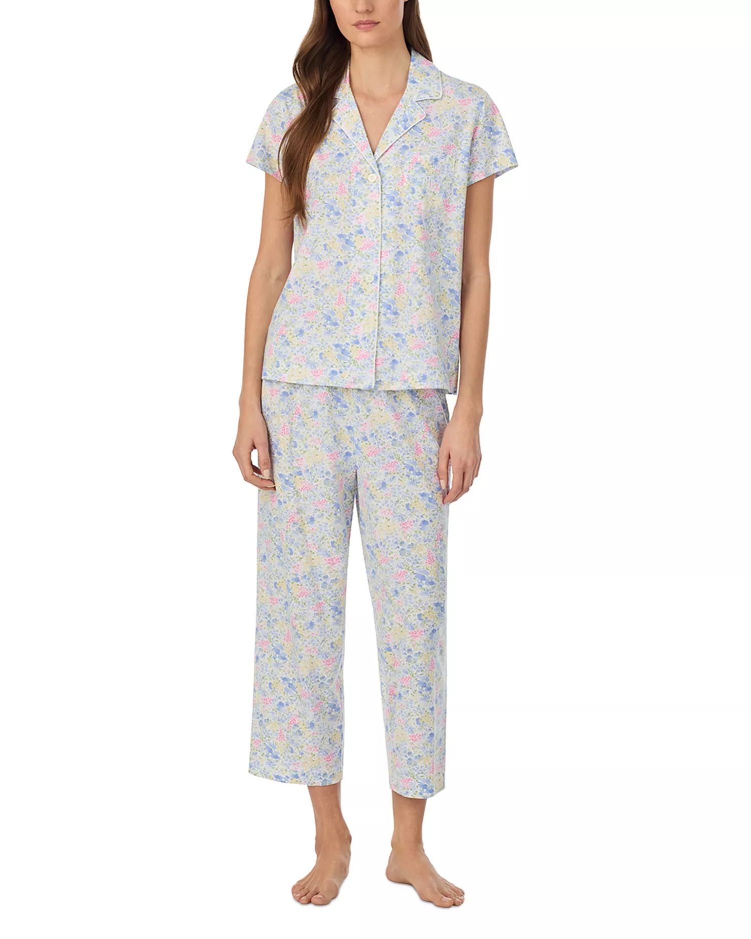 Ralph Lauren Classic Knit Notch Collar Cropped PJ Set