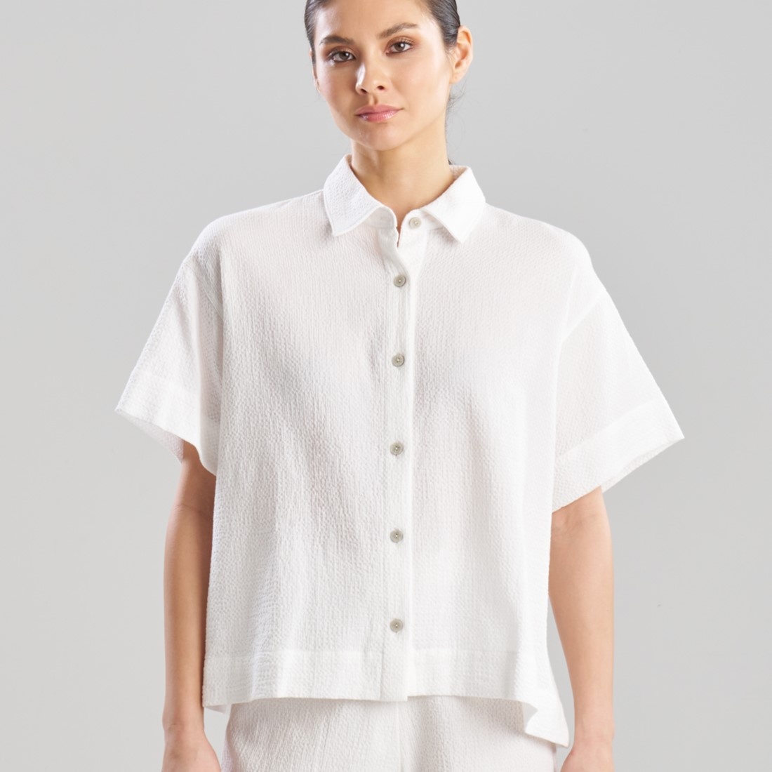 Natori Sleepwear Onsen Cotton Button Down Fashion Shirt