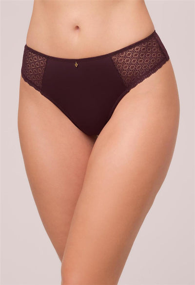 Montelle Intimates Diamond Lace Trimmed Fashion Thong
