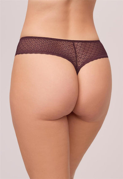 Montelle Intimates Diamond Lace Trimmed Fashion Thong