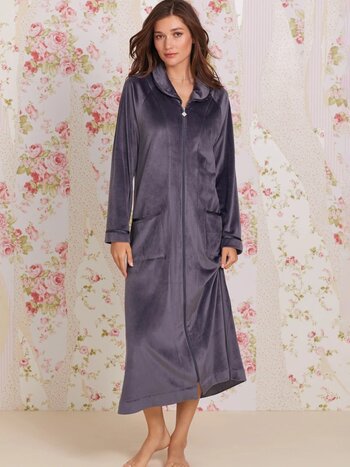 Eileen West Lux Velour Long Zip Fashion Robe