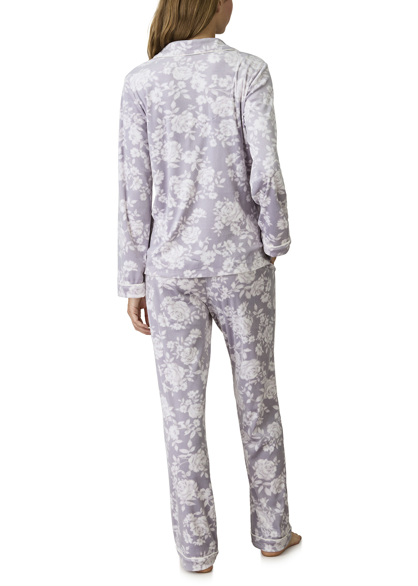 LIving Luxe Stretch Velour Notch Collar Pajama Set