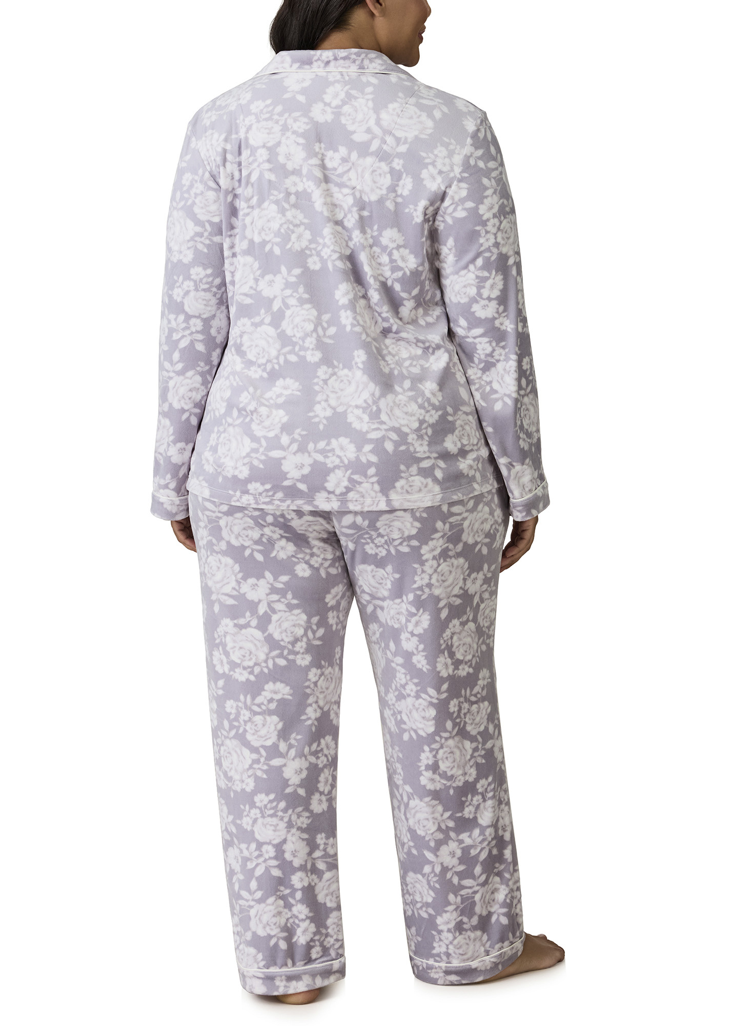 LIving Luxe Stretch Velour Notch Collar Pajama Set