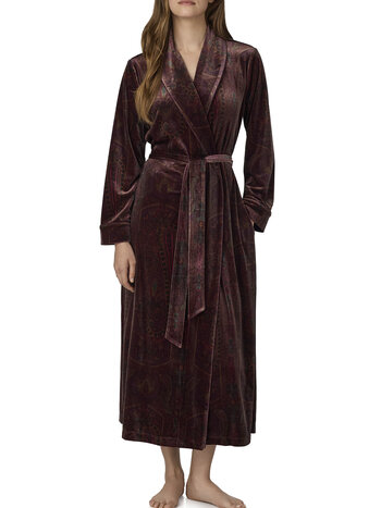 Ralph Lauren Printed Velvet Shawl Collar Long Robe