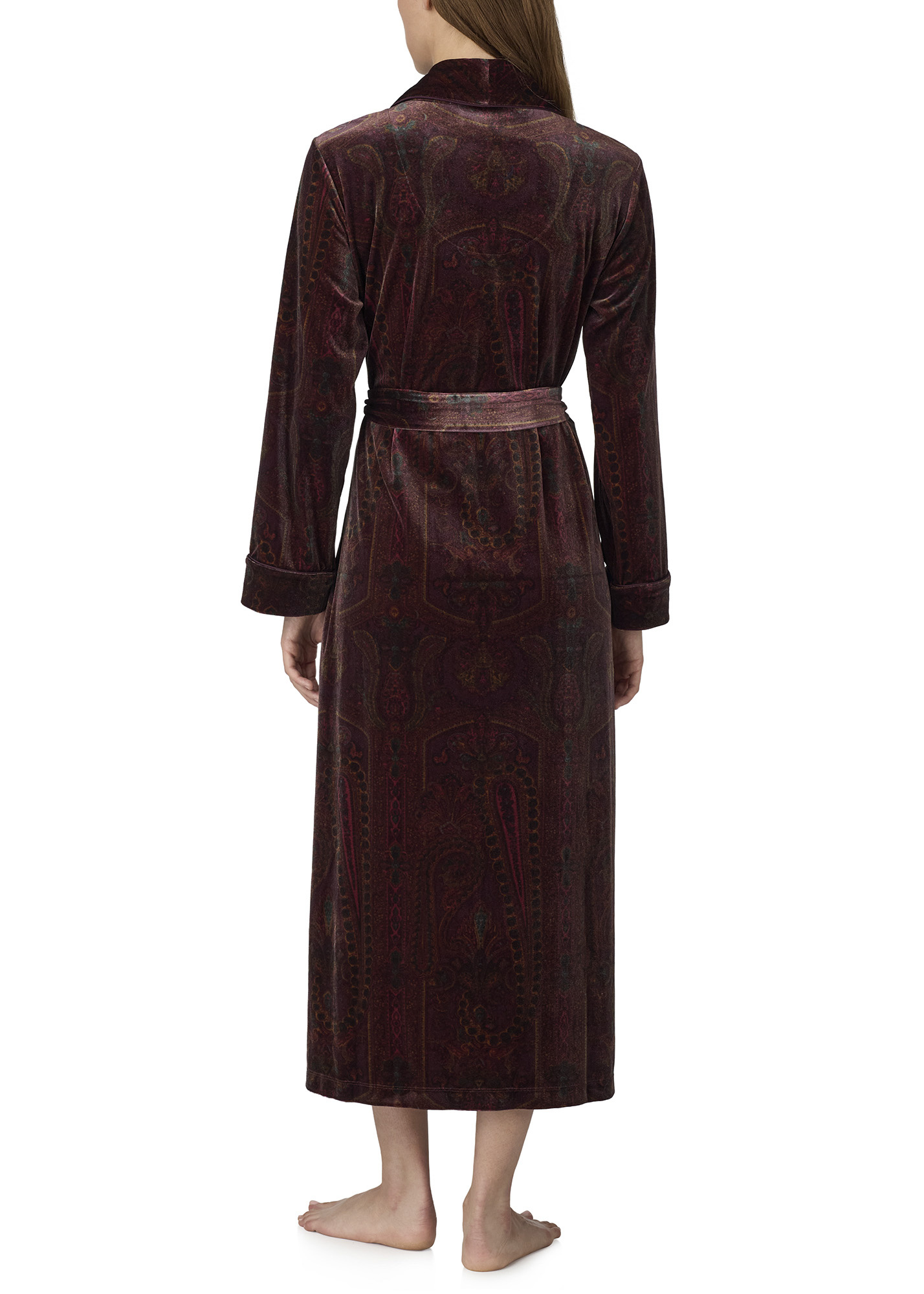 Ralph Lauren Printed Velvet Shawl Collar Long Robe