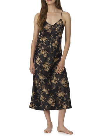 Ralph Lauren Floral Satin Sleeveless V-neck Ballet Gown