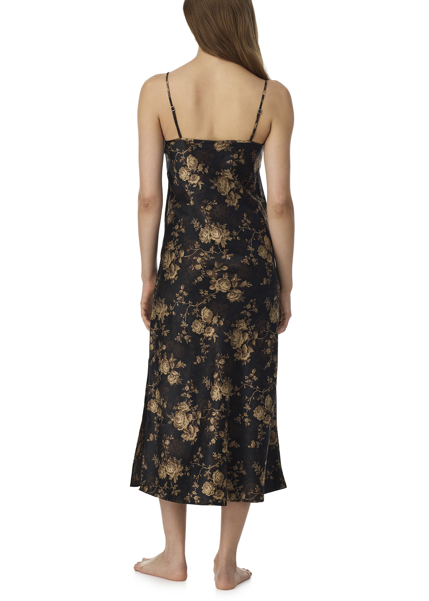 Ralph Lauren Floral Satin Sleeveless V-neck Ballet Gown