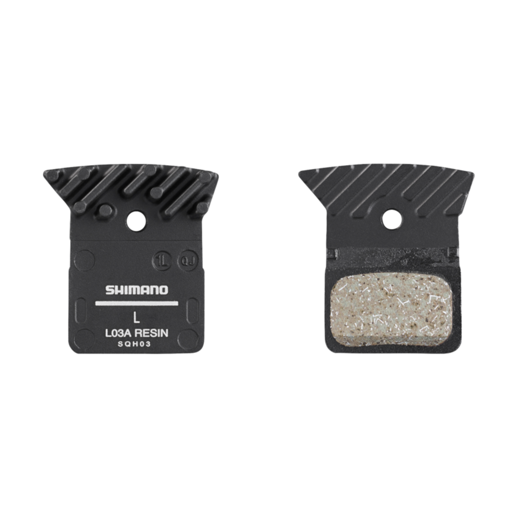 Shimano L05A-RF Disc Brake Pad and Spring - Resin Compound, Finned Alloy Back Plate, One Pair