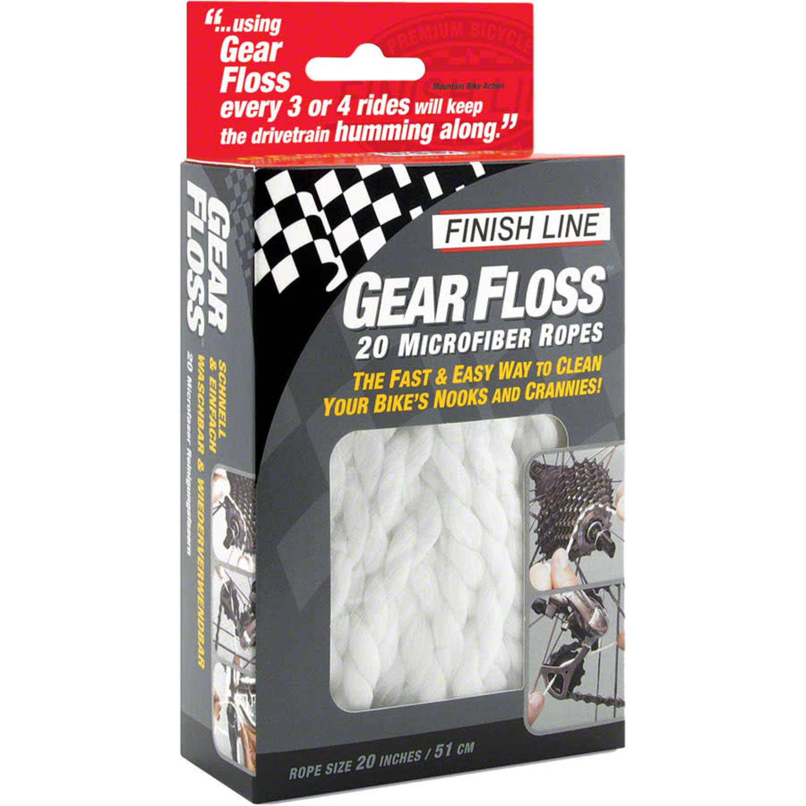 Finish Line Gear Floss Microfiber Cleaning Rope, 20/Box