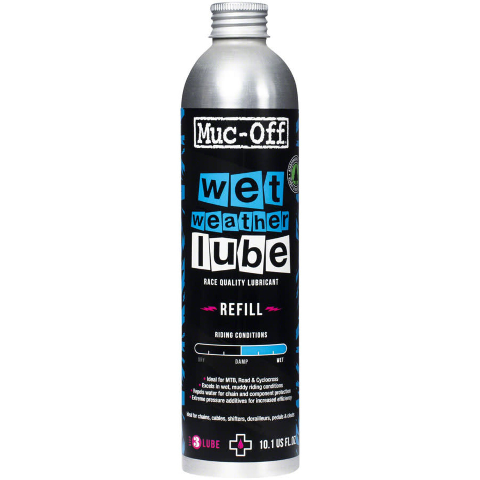 Muc-Off Bio Wet Bike Chain Lube - 300ml, Aluminum Refill Bottle