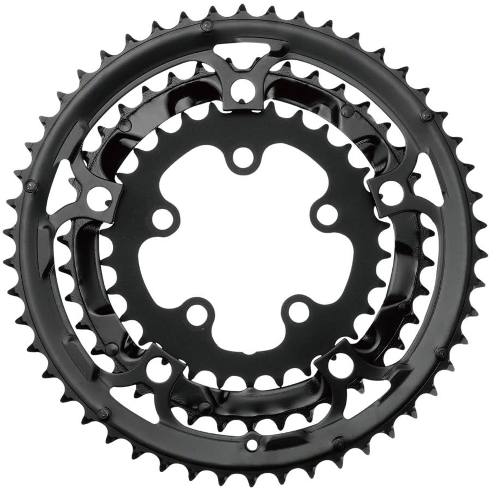 SAMOX 323ASS Chainring Set - 50/39/30t, 130/74 BCD, Aluminum Outer Ring, Steel Middle/Inner Ring, Black