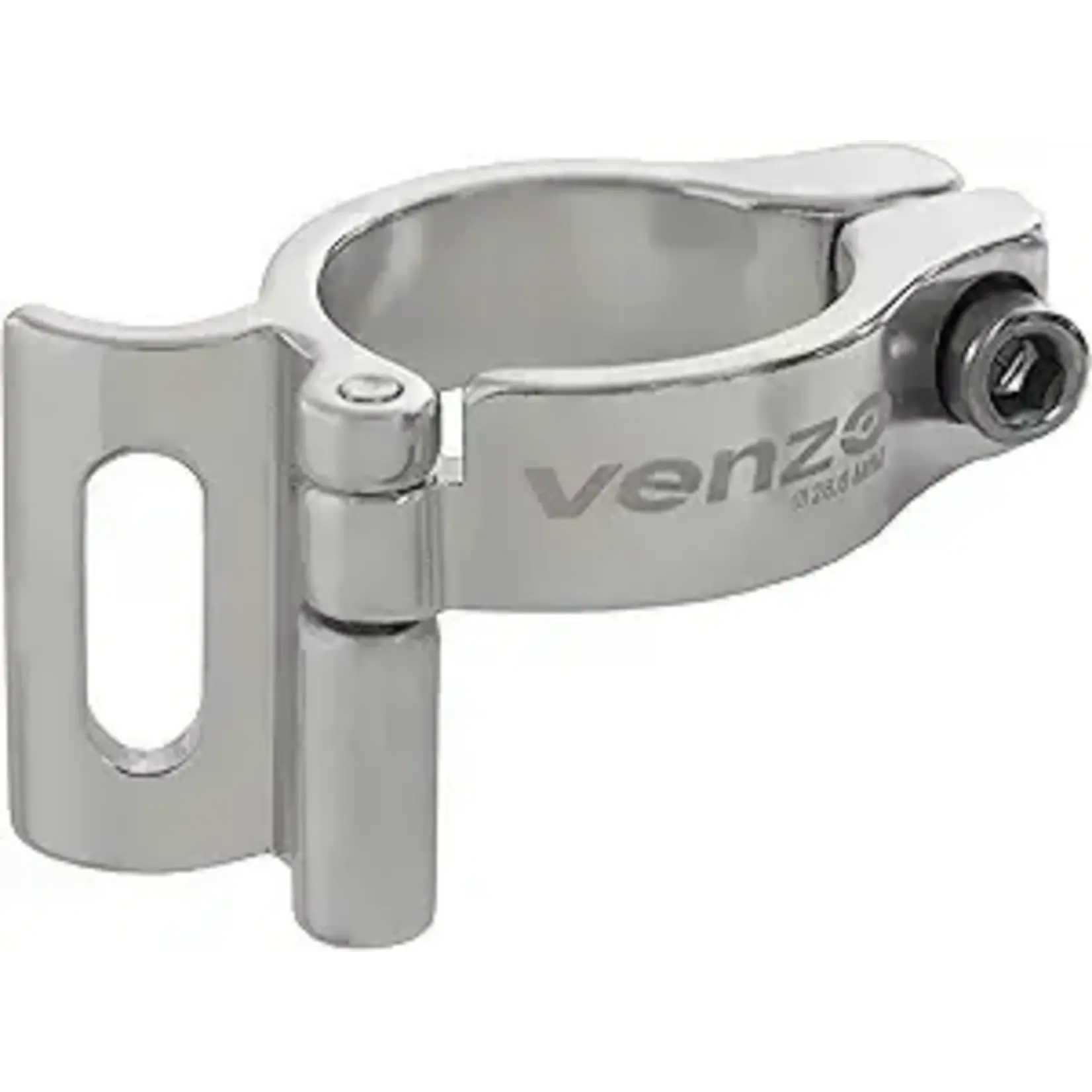 Venzo Bike Adjustable Braze-On Front Derailleur Adapter Clamp for MTB Road Bicycles - Compatible with Shimano Sram - Silver 28.6mm