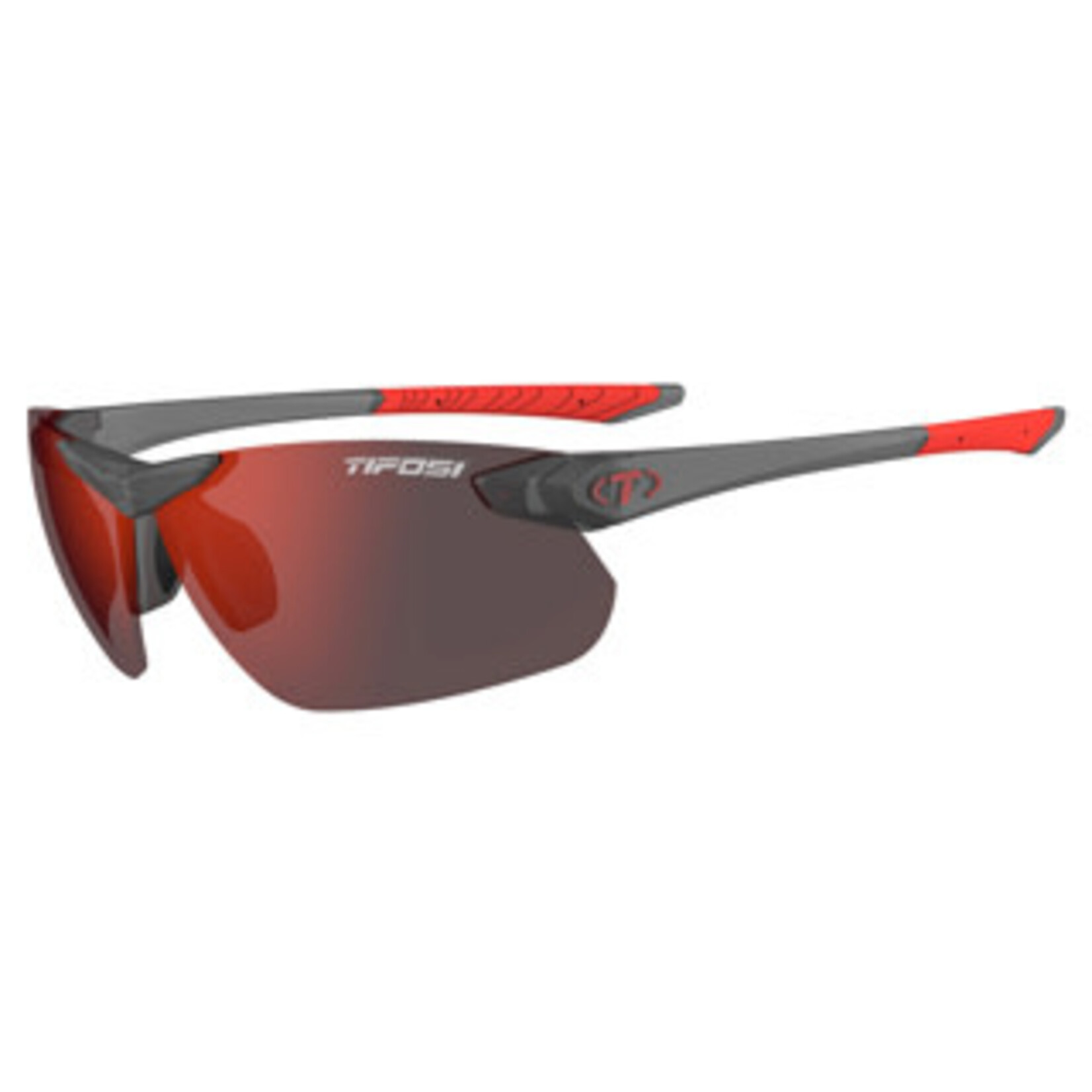 Tifosi Optics Seek FC 2.0, Satin Vapor Single Lens Sunglasses Smoke Red Mirror
