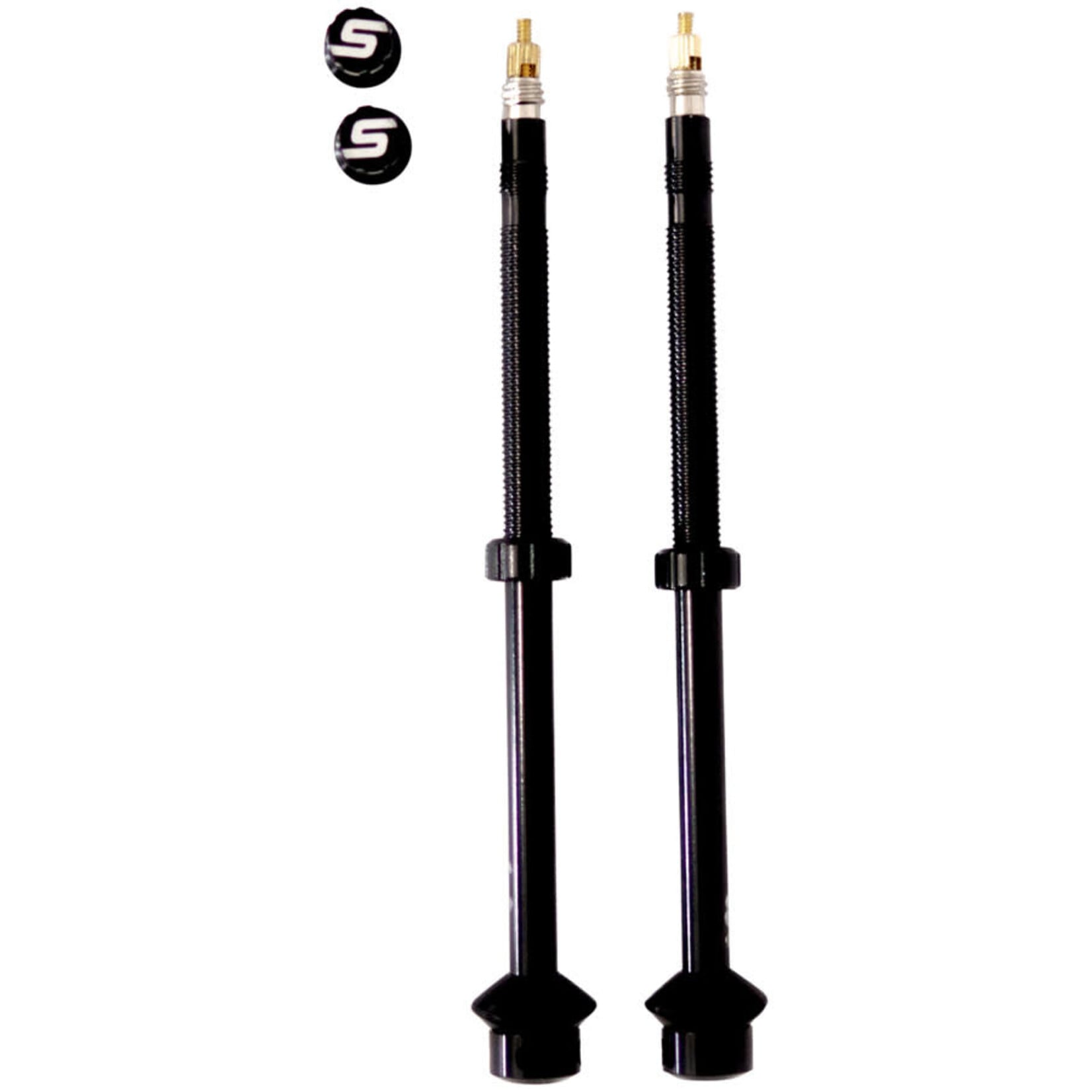 Stan's Tubeless Universal + Valve Stems -  Alloy, Deep, Pair, 85mm, Black