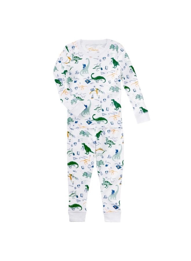 L/S Pajama Set - Dino Goes to School