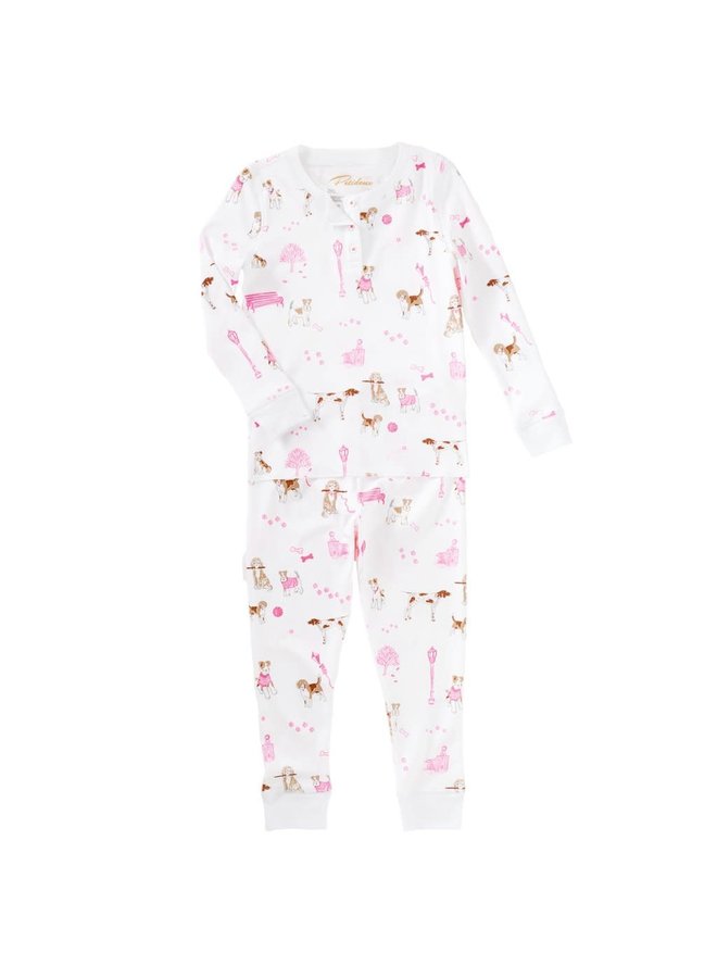 L/S Pajama Set - Pink Pawprints in the Park