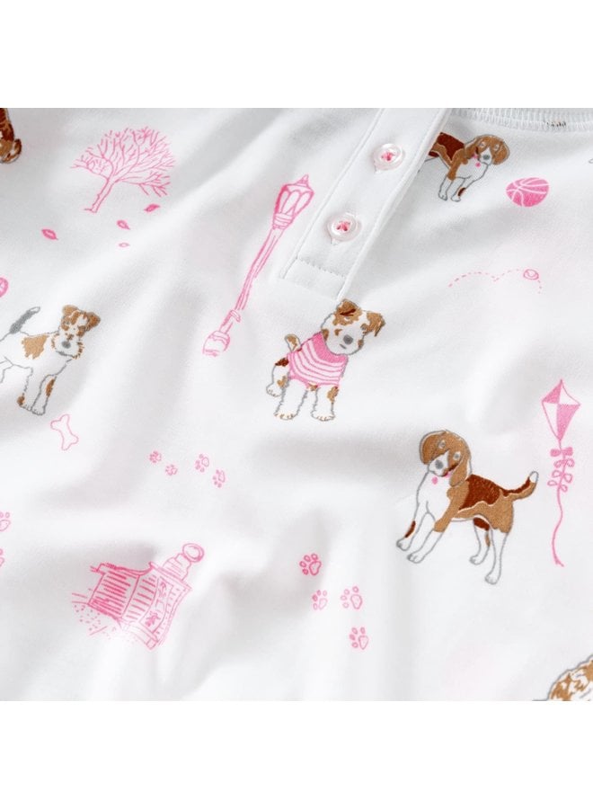 L/S Pajama Set - Pink Pawprints in the Park