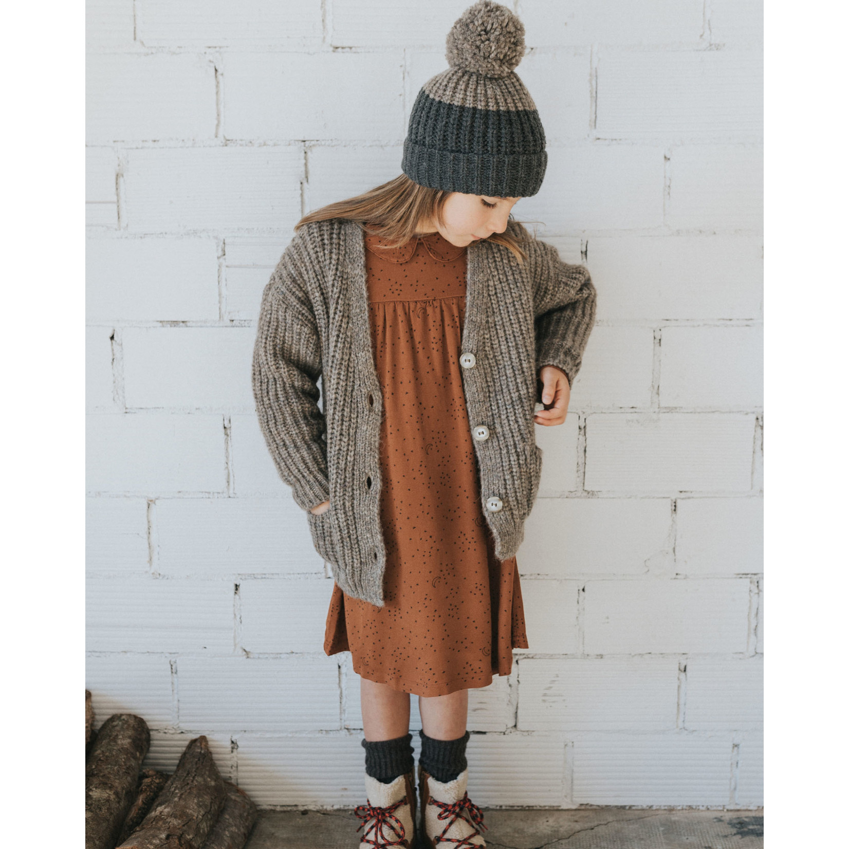 Búho Búho | Bicolor Knit Hat - Wood