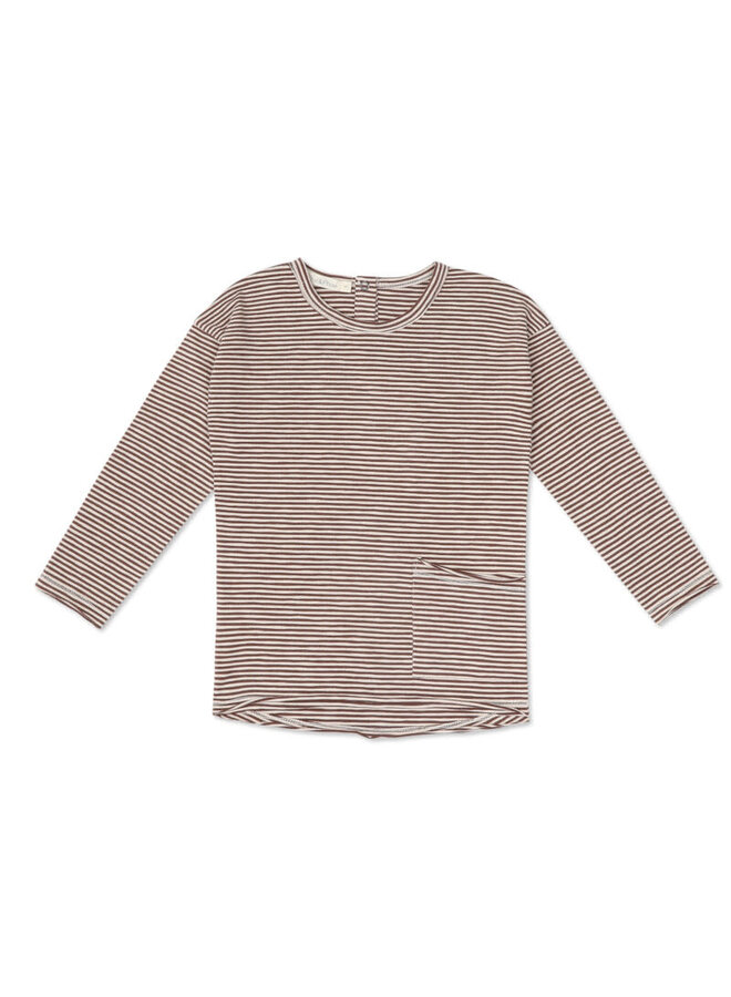 Drop-Shoulder Top L/S Stripes - Burnt Umber