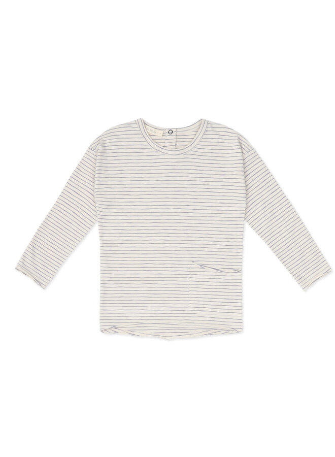 Drop-Shoulder Top L/S Stripes - Maya Blue