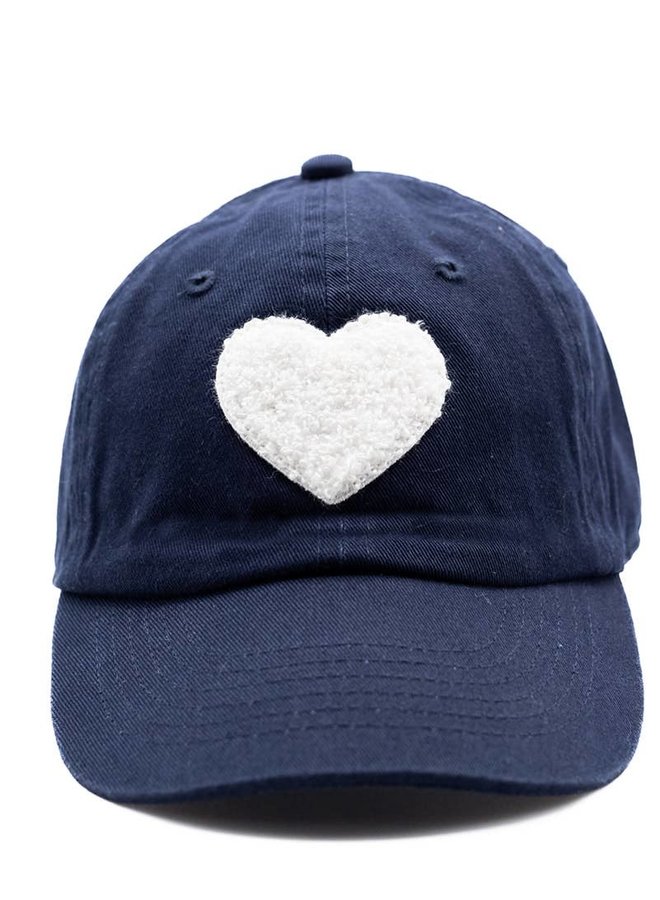 Terry Heart Hat - White/Navy