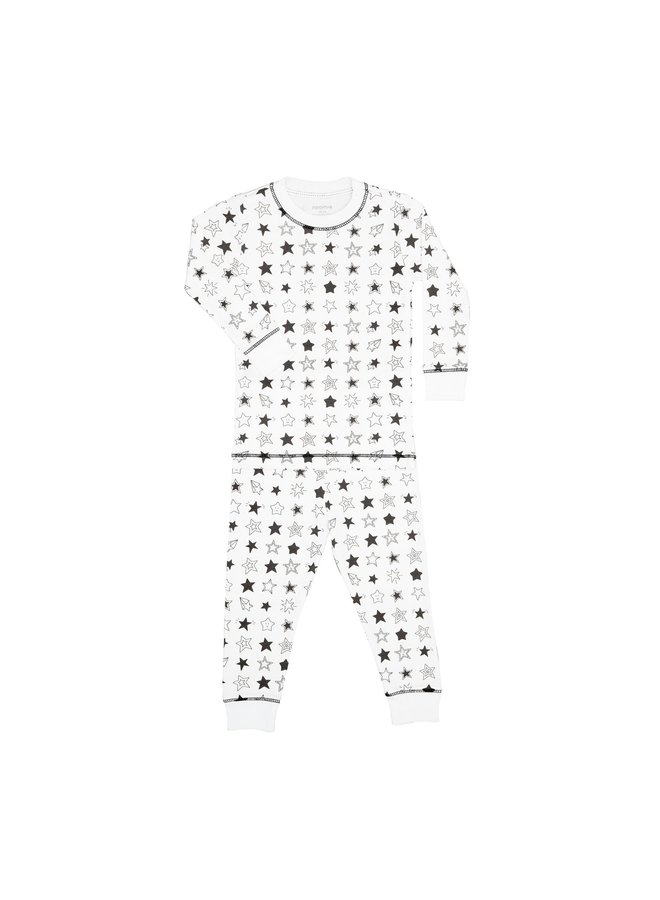 Two Piece PJ Set - Black Stars