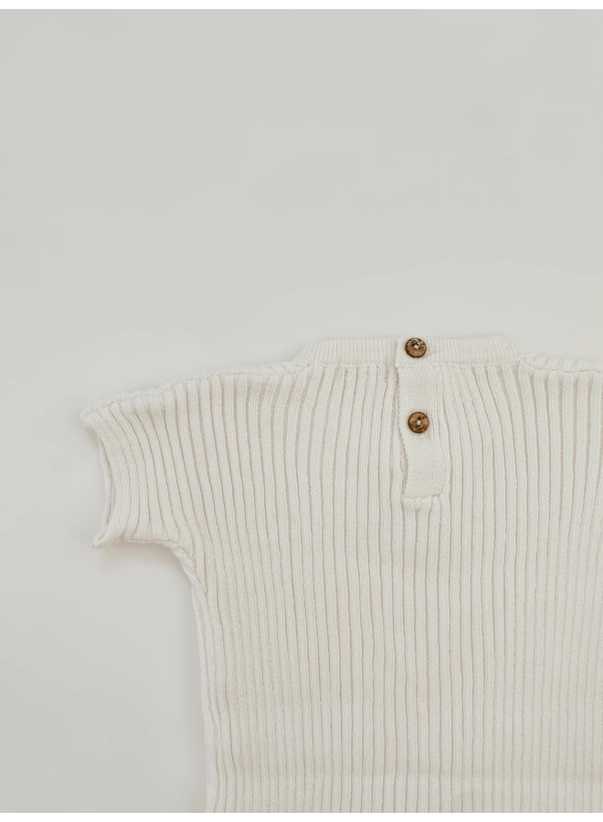 Ribbed Knit Tee Playsuit - Powder