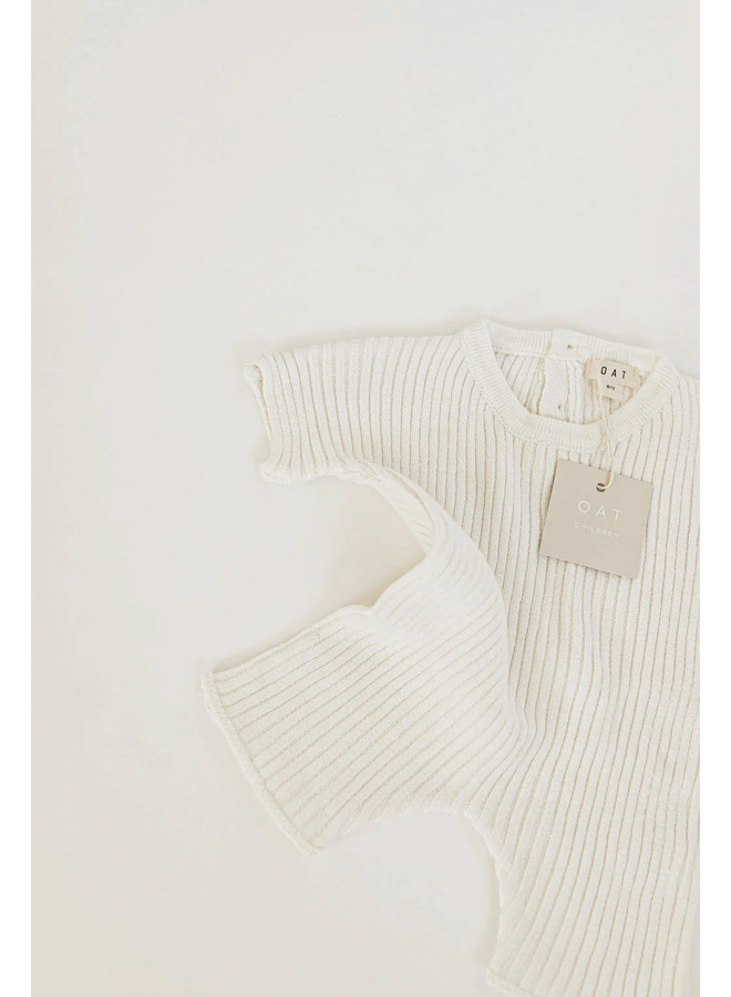 Ribbed Knit Tee Playsuit - Powder