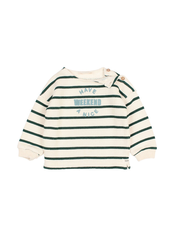 BB Stripes Sweatshirt - Ecru/Green