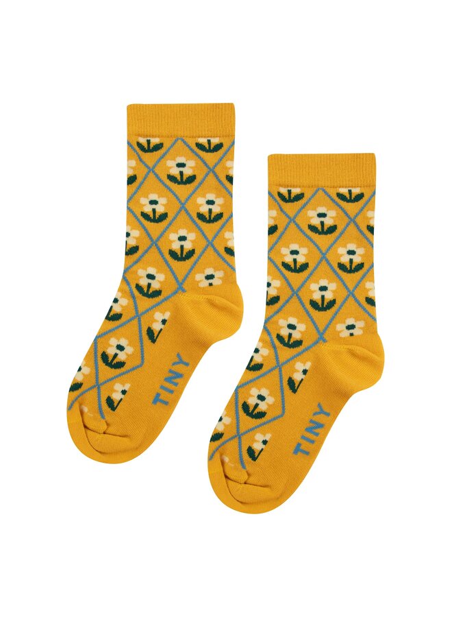 Flowers Medium Socks - Mustard