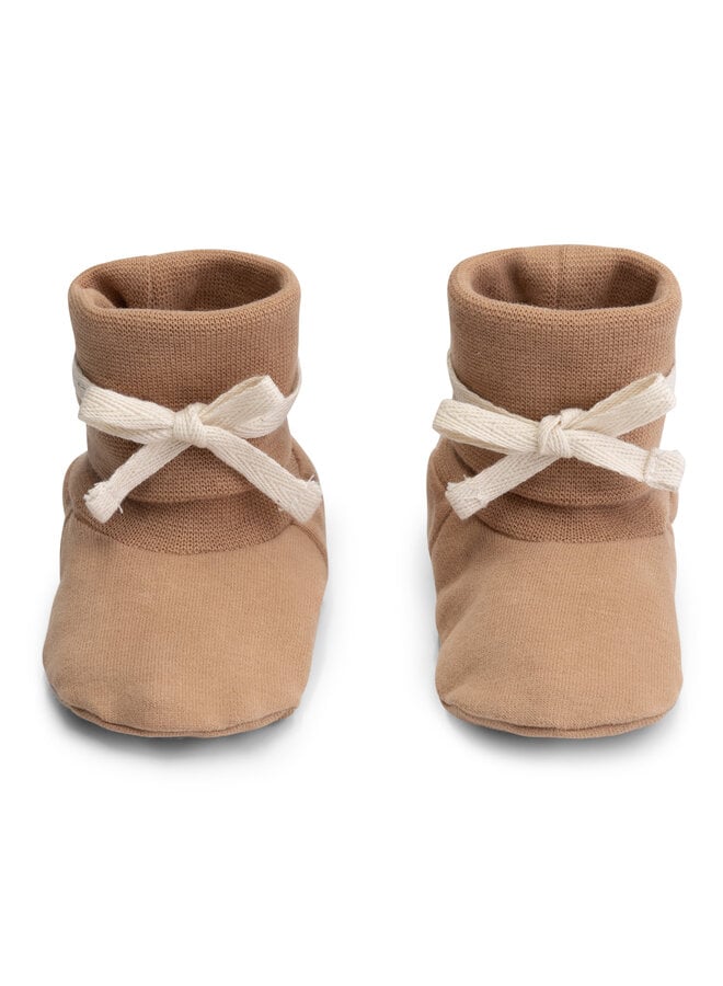 Baby Ribbed Booties GOTS - Biscuit