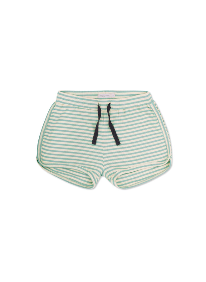 Rib Shorts Stripes - Sea Foam