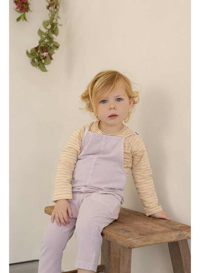 Twill Loose Dungarees - Lilac Sky