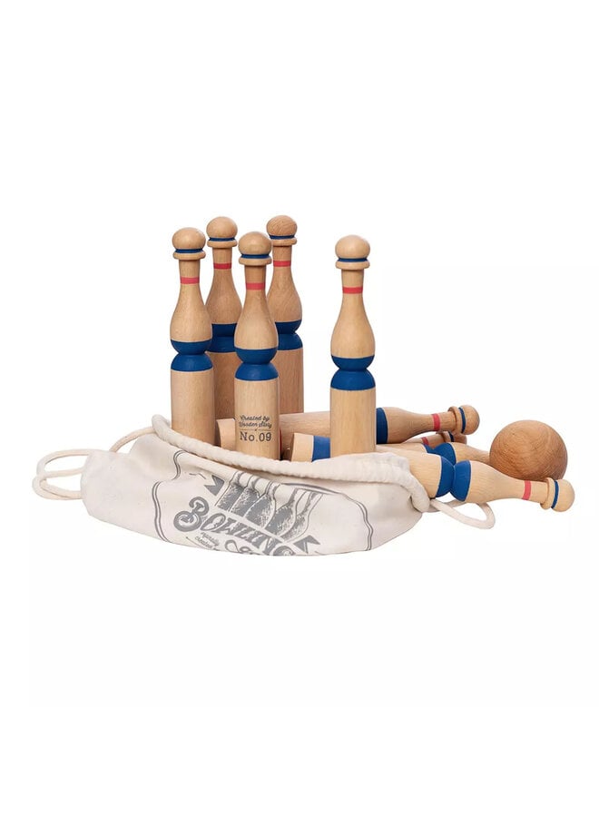 Wooden Bowling Game (Blue)