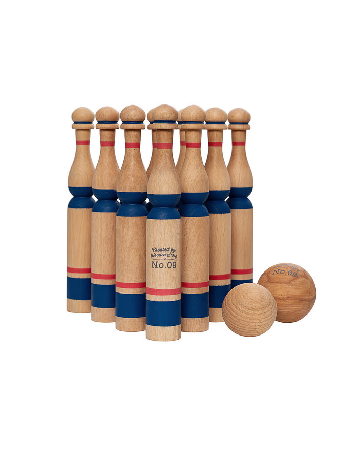 Wooden Bowling Game (Blue)