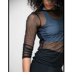 Luxe Boatneck Mesh Top with Rouching