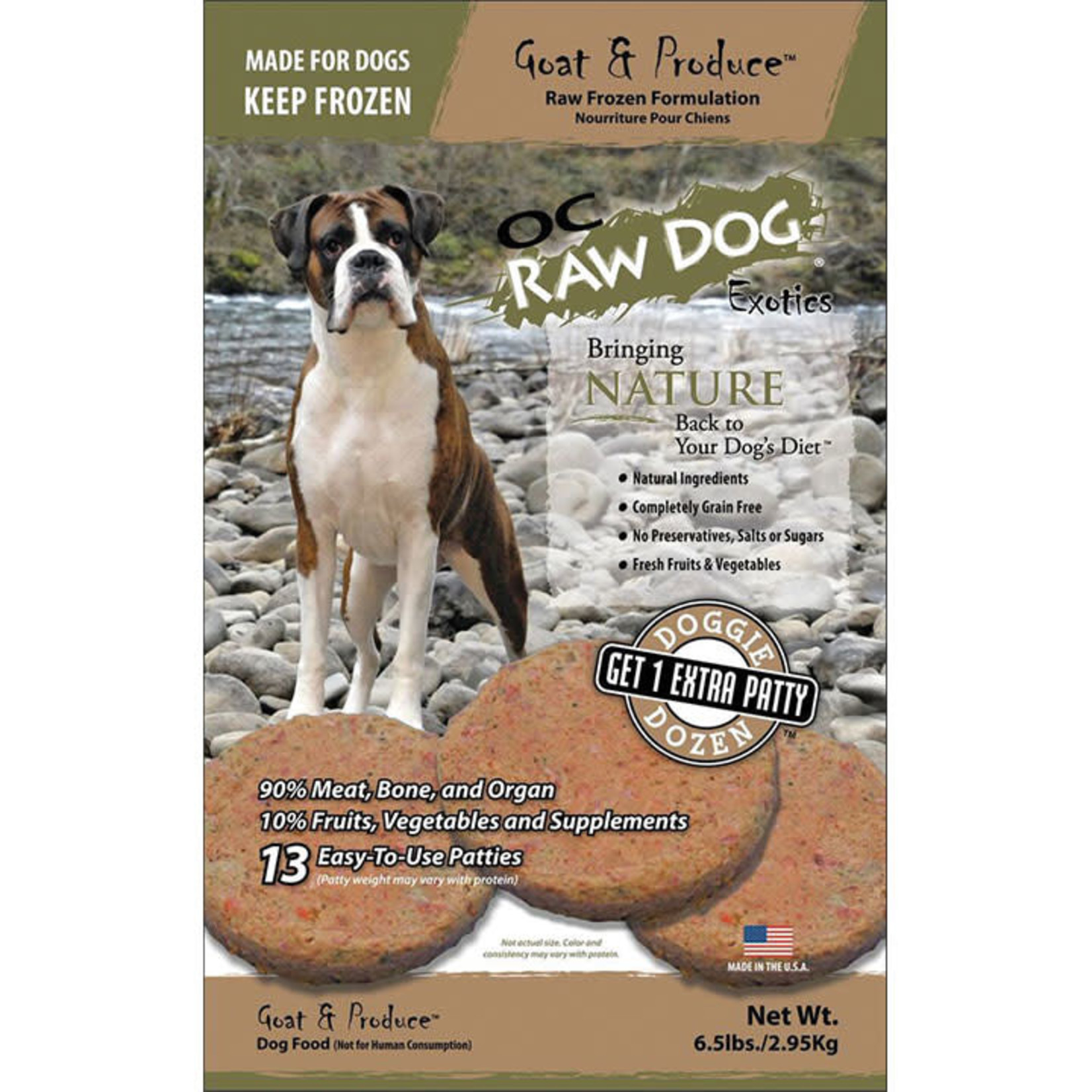OC Raw OC Raw Frozen Patties Goat & Produce 6lb