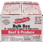 OC Raw OC Raw Frozen Patties Beef & Produce Bulk 18lb