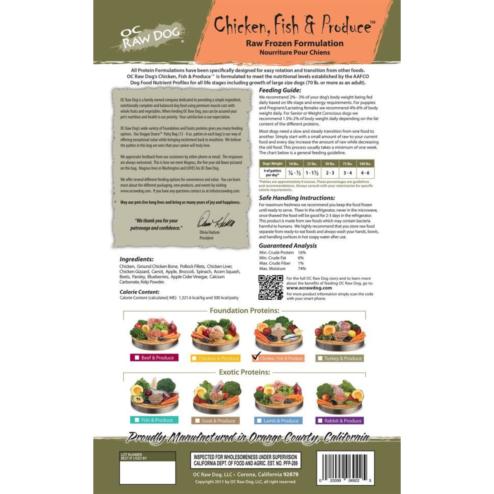 OC Raw OC Raw Frozen Patties Chicken, Fish & Produce 6lb