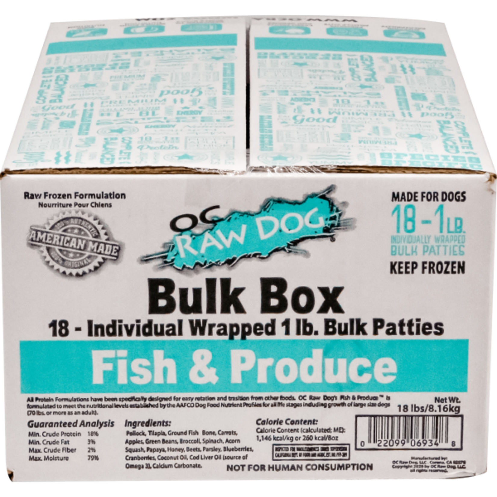 OC Raw OC Raw Frozen Patties Fish & Produce Bulk 18lb