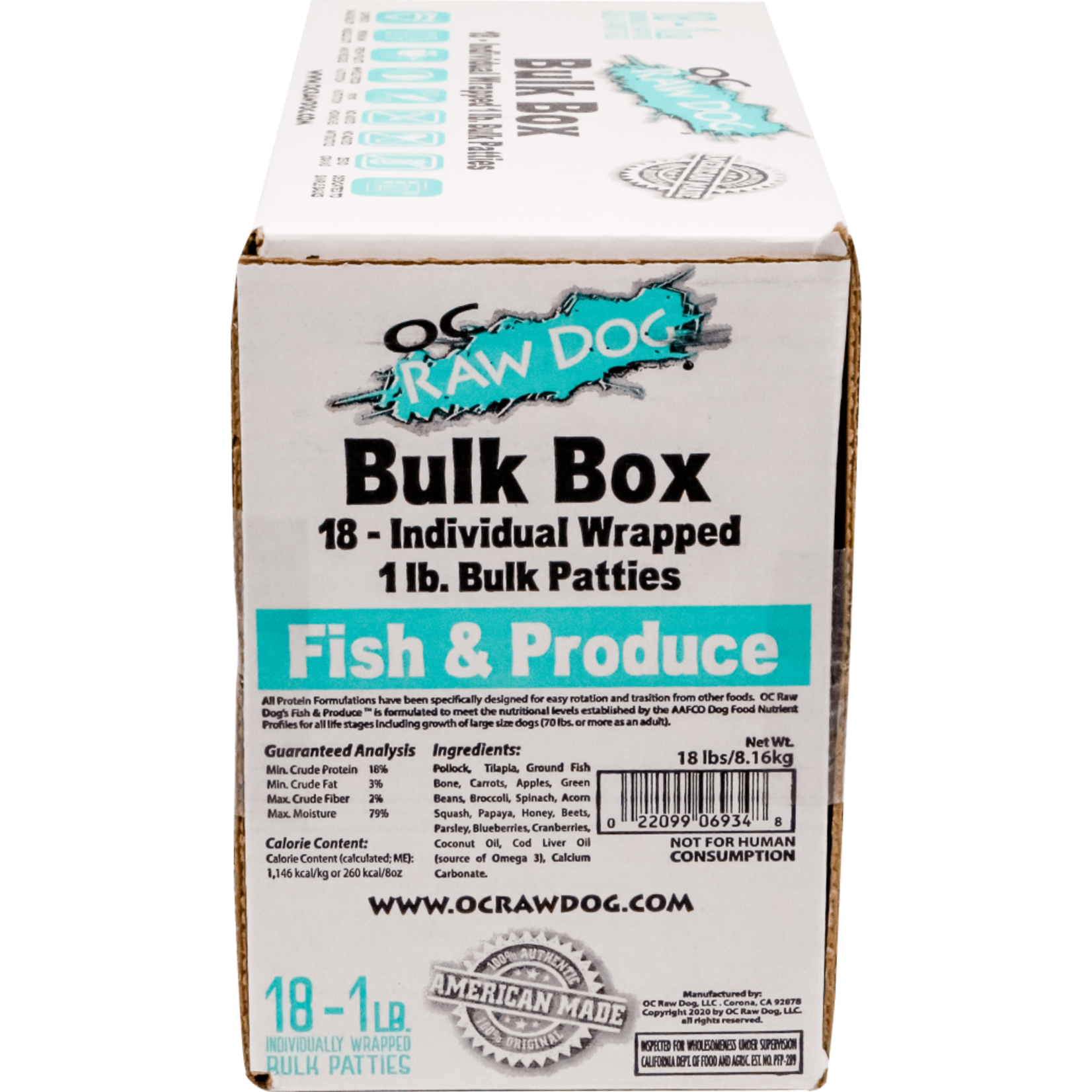 OC Raw OC Raw Frozen Patties Fish & Produce Bulk 18lb