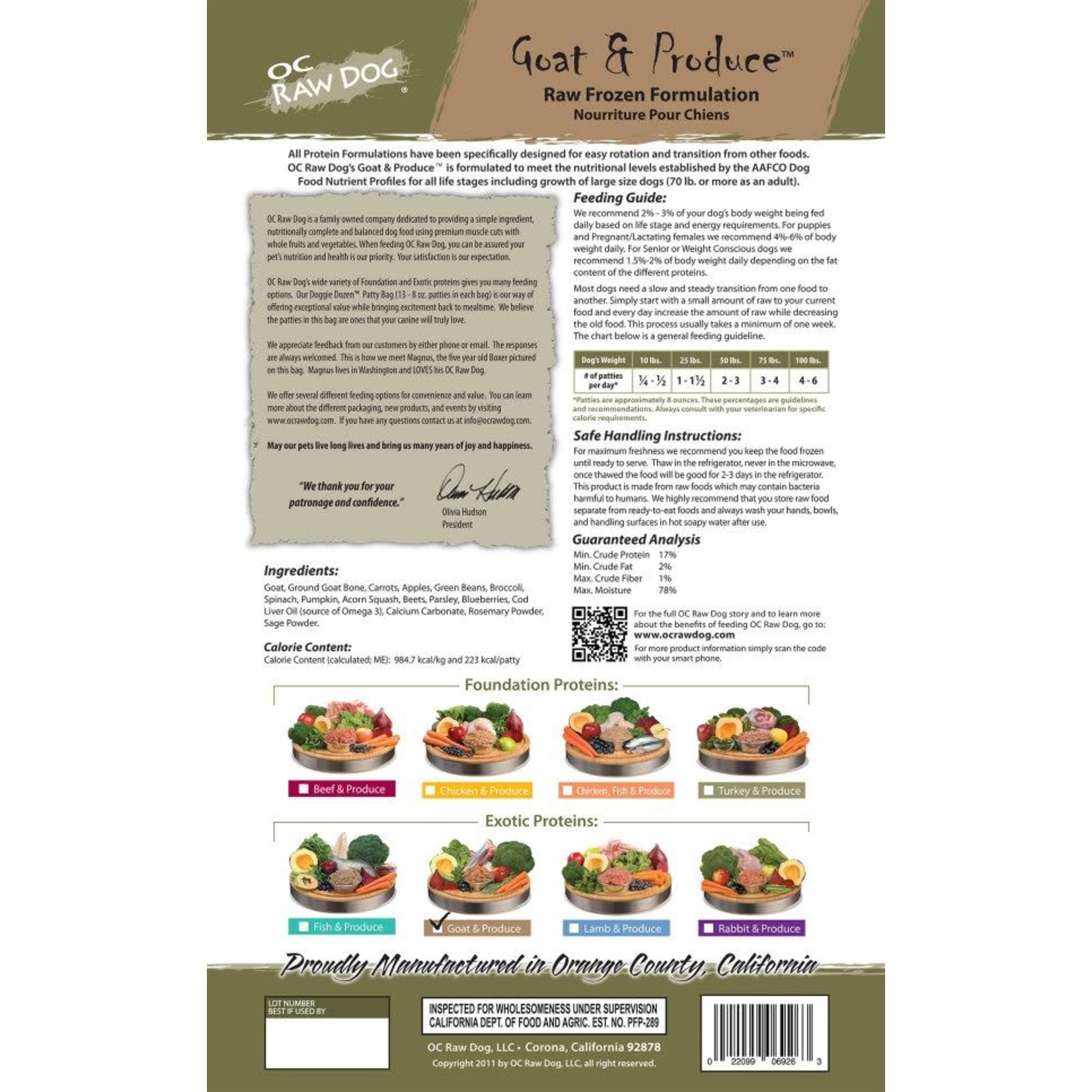OC Raw OC Raw Frozen Patties Goat & Produce 6lb