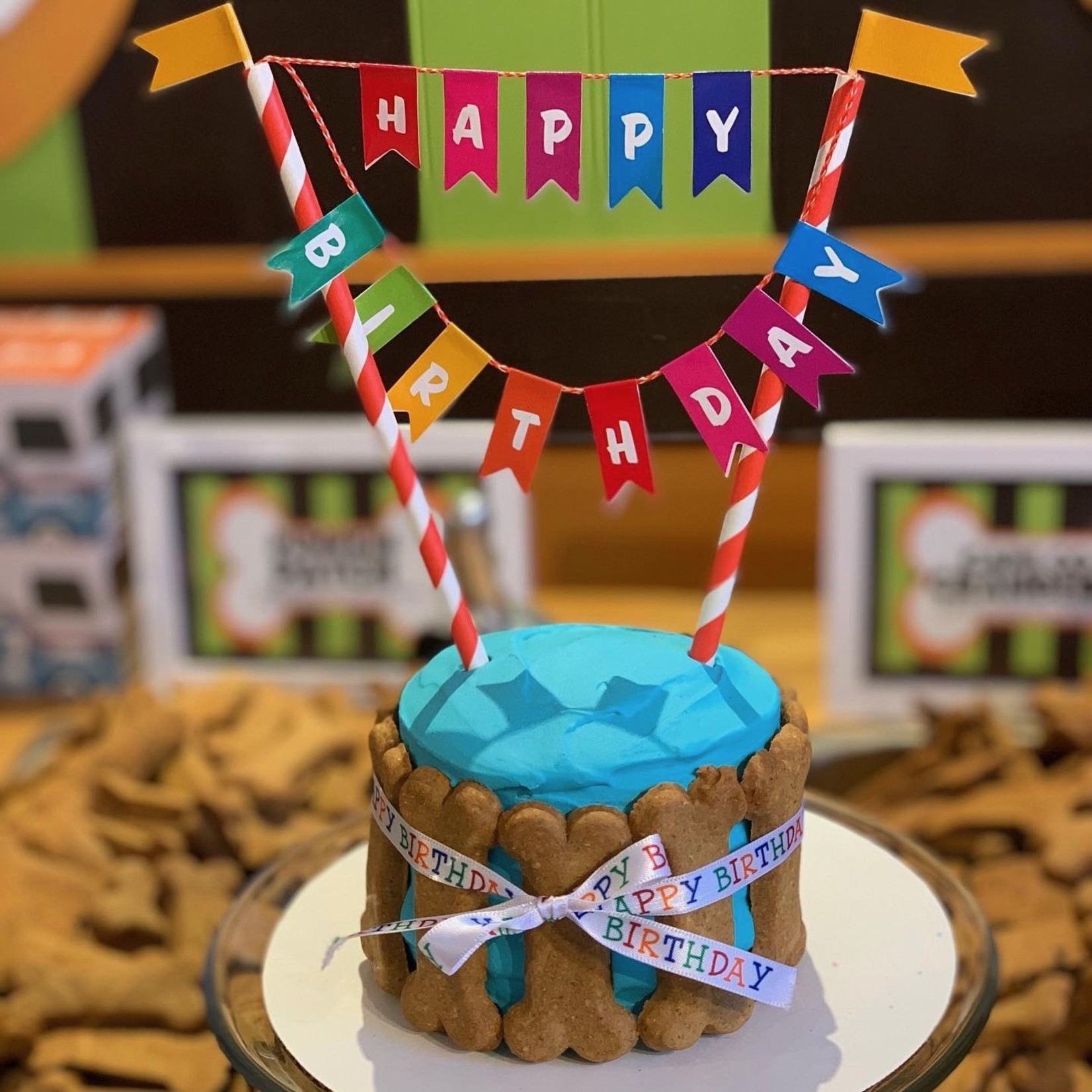 Bakery Birthday WOOF Signature Layer Cake w/Bones