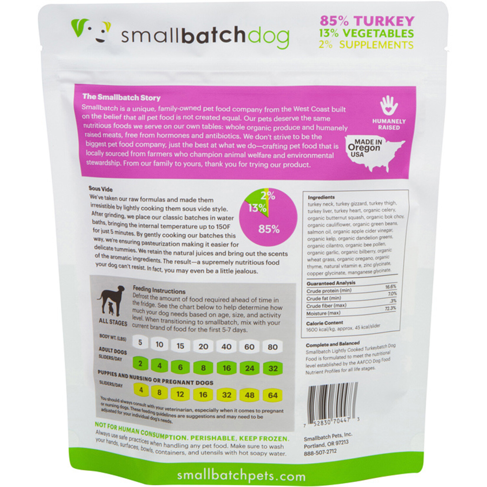 Smallbatch Smallbatch Dog Lightly Cooked Turkey 5lb
