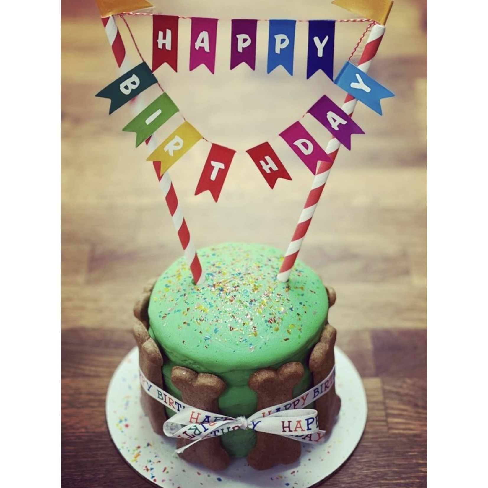 Bakery Birthday WOOF Signature Layer Cake w/Bones