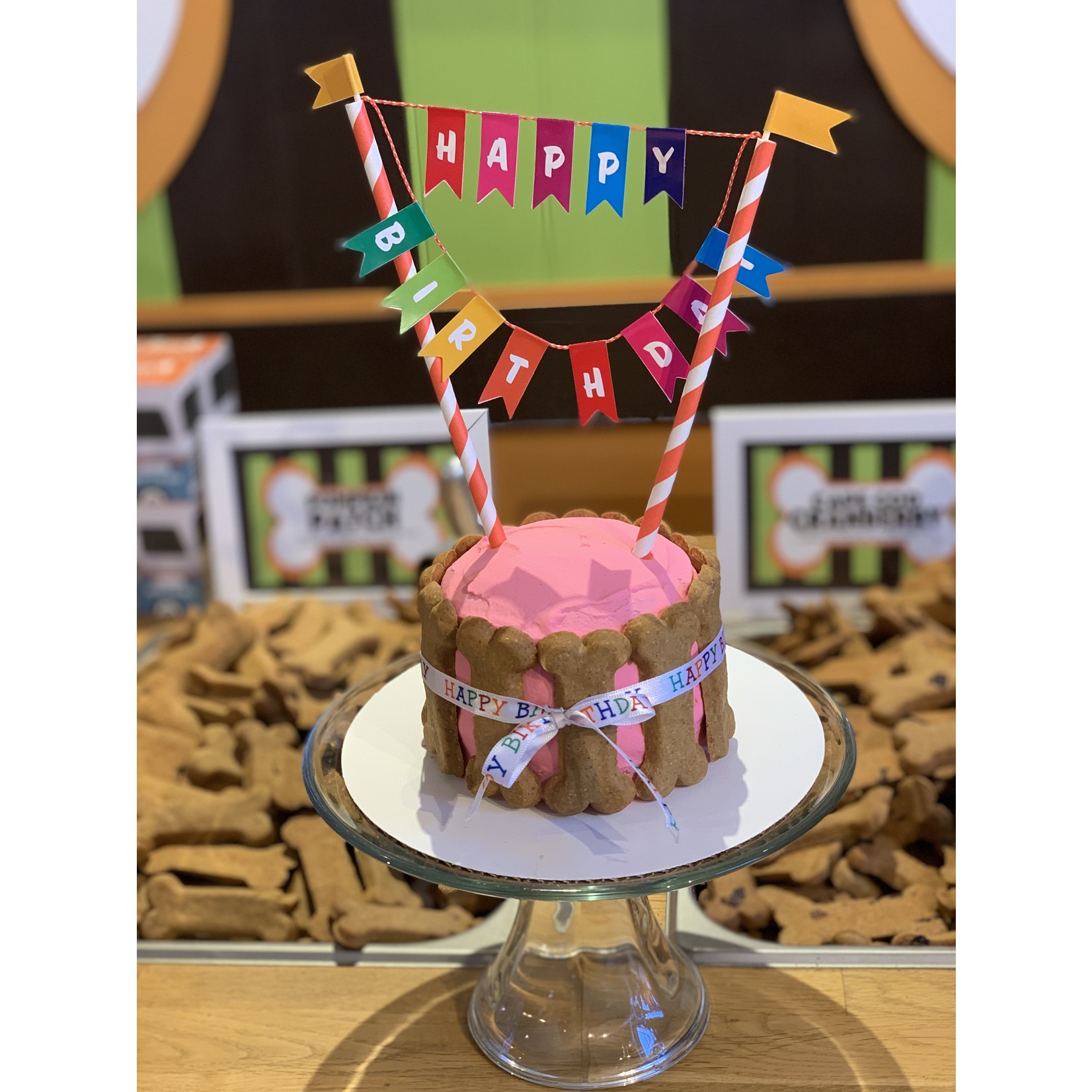Bakery Birthday WOOF Signature Layer Cake w/Bones